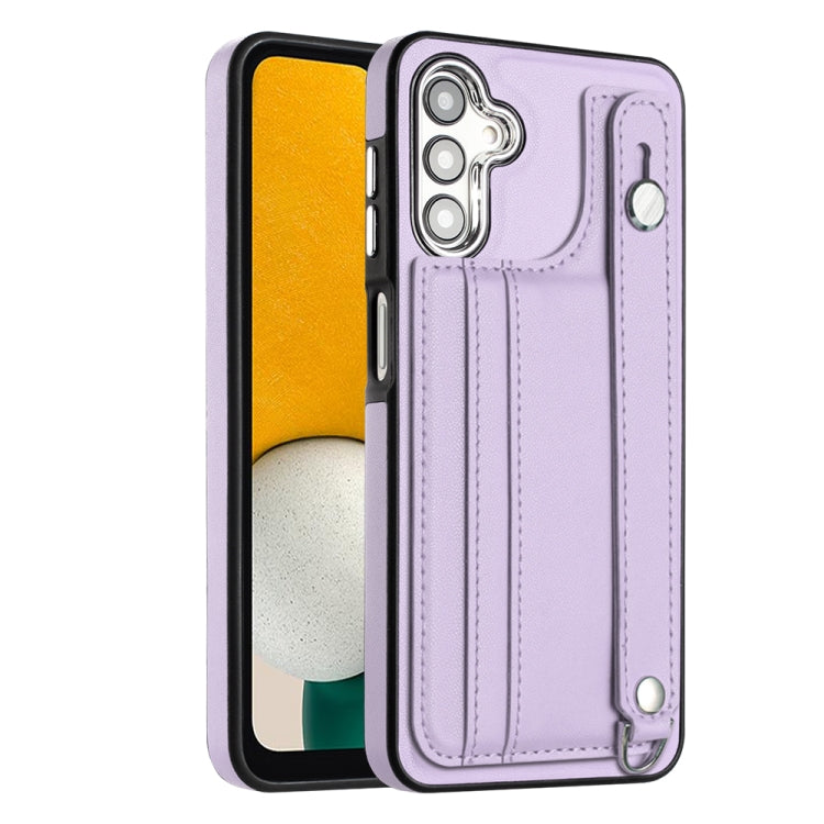 Shockproof Leather Phone Case with Wrist Strap, For Samsung Galaxy A24 4G