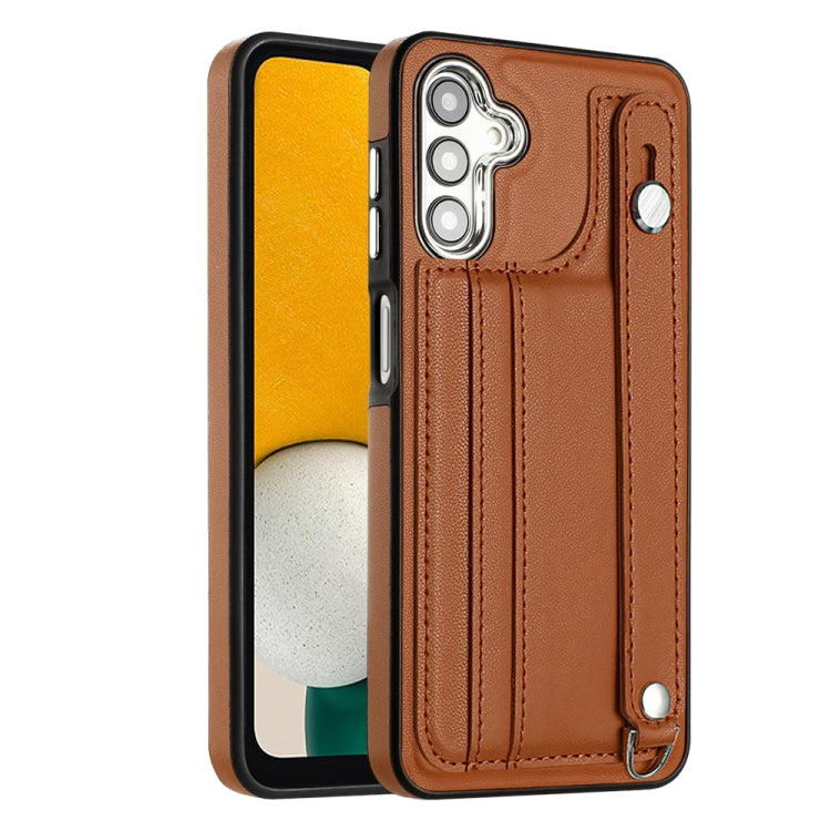 Shockproof Leather Phone Case with Wrist Strap, For Samsung Galaxy A24 4G