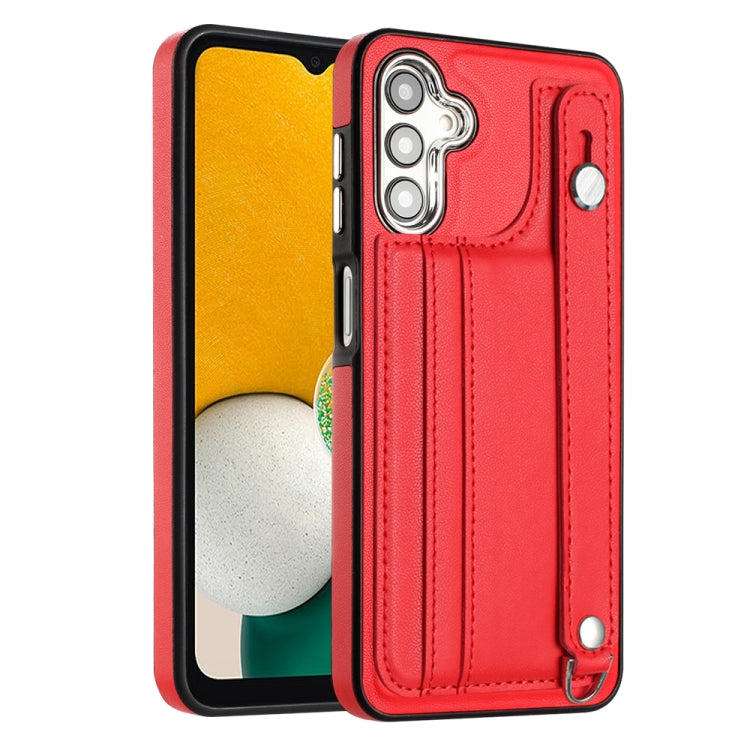 Shockproof Leather Phone Case with Wrist Strap, For Samsung Galaxy A24 4G