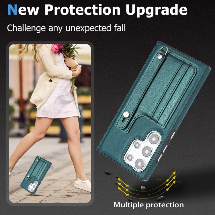 Shockproof Leather Phone Case with Wrist Strap, For Samsung Galaxy S24 Ultra 5G, For Samsung Galaxy S24+ 5G, For Samsung Galaxy S24 5G, For Samsung Galaxy A15, For Samsung Galaxy A05, For Samsung Galaxy A05s, For Samsung Galaxy A25 5G                  ...