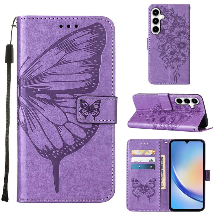 Embossed Butterfly Leather Phone Case, For Samsung Galaxy S24 FE 5G, For Samsung Galaxy M55, For Samsung Galaxy M15 / F15 5G Global, For Samsung Galaxy Xcover7, For Samsung Galaxy A55, For Samsung Galaxy A35 5G