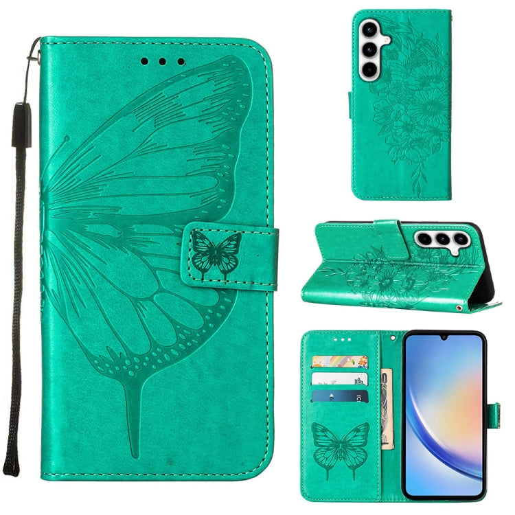 Embossed Butterfly Leather Phone Case, For Samsung Galaxy S24 FE 5G, For Samsung Galaxy M55, For Samsung Galaxy M15 / F15 5G Global, For Samsung Galaxy Xcover7, For Samsung Galaxy A55, For Samsung Galaxy A35 5G