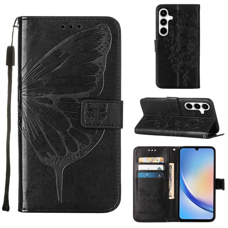 Embossed Butterfly Leather Phone Case, For Samsung Galaxy S24 FE 5G, For Samsung Galaxy M55, For Samsung Galaxy M15 / F15 5G Global, For Samsung Galaxy Xcover7, For Samsung Galaxy A55, For Samsung Galaxy A35 5G
