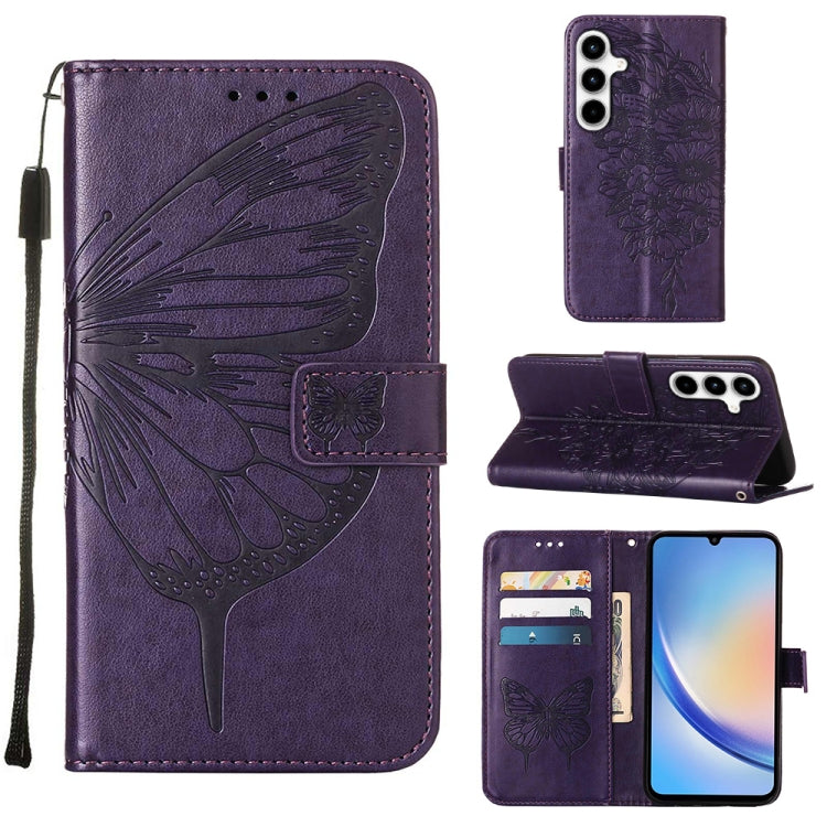 Embossed Butterfly Leather Phone Case, For Samsung Galaxy S24 FE 5G, For Samsung Galaxy M55, For Samsung Galaxy M15 / F15 5G Global, For Samsung Galaxy Xcover7, For Samsung Galaxy A55, For Samsung Galaxy A35 5G