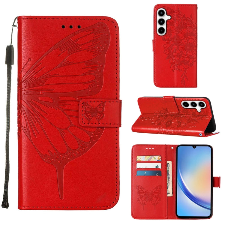 Embossed Butterfly Leather Phone Case, For Samsung Galaxy S24 FE 5G, For Samsung Galaxy M55, For Samsung Galaxy M15 / F15 5G Global, For Samsung Galaxy Xcover7, For Samsung Galaxy A55, For Samsung Galaxy A35 5G