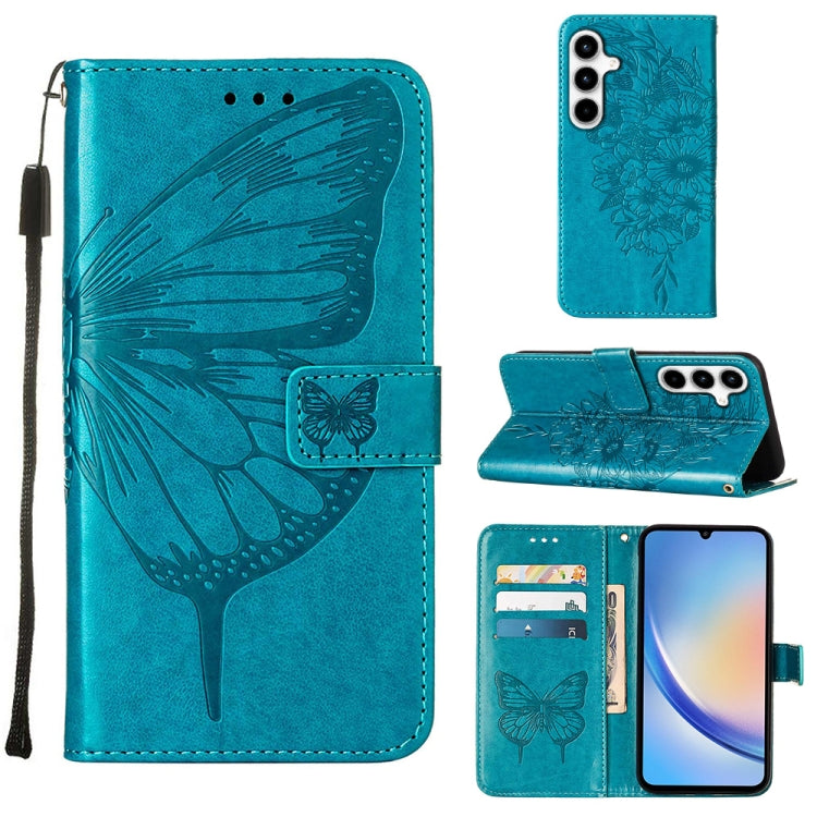 Embossed Butterfly Leather Phone Case, For Samsung Galaxy S24 FE 5G, For Samsung Galaxy M55, For Samsung Galaxy M15 / F15 5G Global, For Samsung Galaxy Xcover7, For Samsung Galaxy A55, For Samsung Galaxy A35 5G