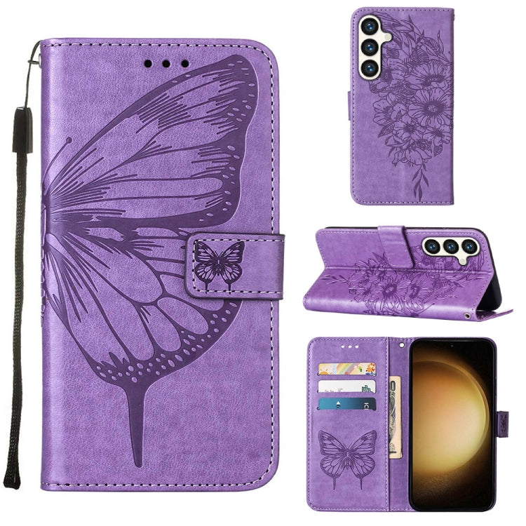Embossed Butterfly Leather Phone Case, For Samsung Galaxy S24 Ultra 5G, For Samsung Galaxy S24+ 5G, For Samsung Galaxy S24 5G, For Samsung Galaxy M34 5G / F34 5G, For Samsung Galaxy M54 5G / F54 5G, For Samsung Galaxy M14 5G Global