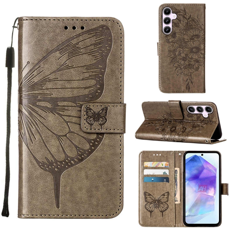 Embossed Butterfly Leather Phone Case, For Samsung Galaxy S24 FE 5G, For Samsung Galaxy M55, For Samsung Galaxy M15 / F15 5G Global, For Samsung Galaxy Xcover7, For Samsung Galaxy A55, For Samsung Galaxy A35 5G