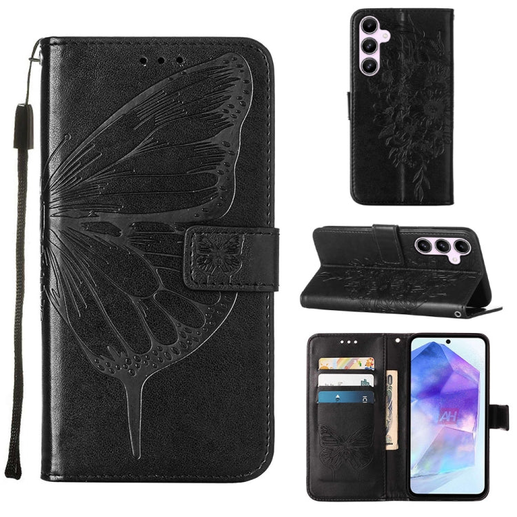 Embossed Butterfly Leather Phone Case, For Samsung Galaxy S24 FE 5G, For Samsung Galaxy M55, For Samsung Galaxy M15 / F15 5G Global, For Samsung Galaxy Xcover7, For Samsung Galaxy A55, For Samsung Galaxy A35 5G