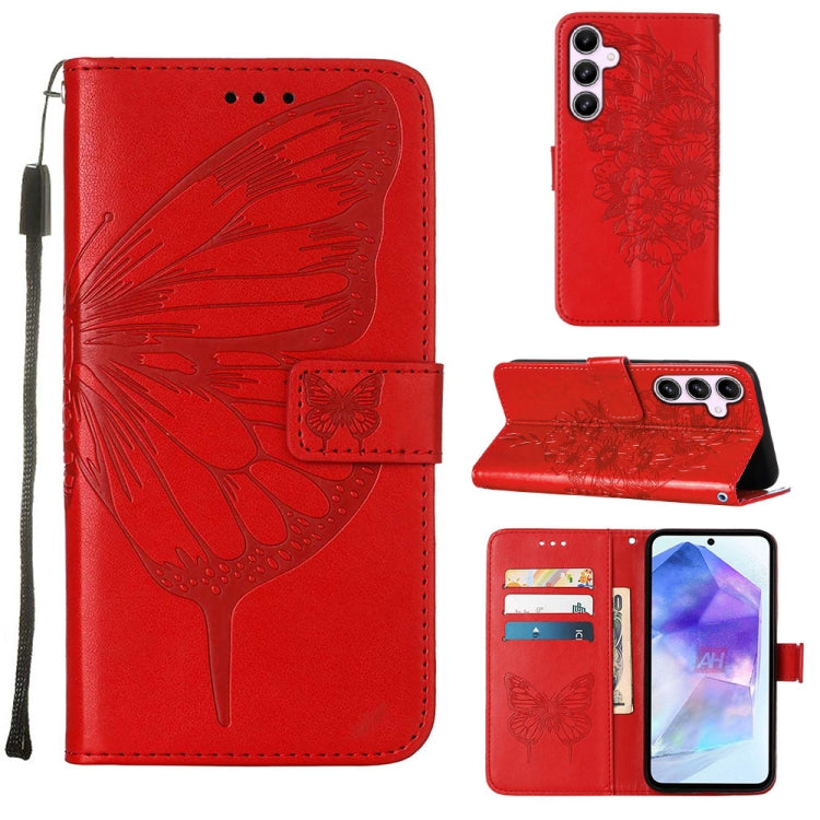 Embossed Butterfly Leather Phone Case, For Samsung Galaxy S24 FE 5G, For Samsung Galaxy M55, For Samsung Galaxy M15 / F15 5G Global, For Samsung Galaxy Xcover7, For Samsung Galaxy A55, For Samsung Galaxy A35 5G