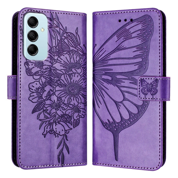 Embossed Butterfly Leather Phone Case, For Samsung Galaxy S24 Ultra 5G, For Samsung Galaxy S24+ 5G, For Samsung Galaxy S24 5G, For Samsung Galaxy M34 5G / F34 5G, For Samsung Galaxy M54 5G / F54 5G, For Samsung Galaxy M14 5G Global