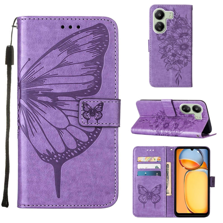 Embossed Butterfly Leather Phone Case, For Xiaomi Redmi 13C, For Xiaomi Redmi Note 13 Pro+ 5G, For Xiaomi Redmi Note 13 Pro 5G Global, For Xiaomi Poco M6 Pro 5G / Redmi 12 4G/5G, For Xiaomi Redmi K70 / K70 Pro, For Xiaomi 13T / 13T Pro Global