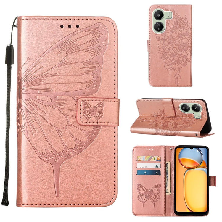 Embossed Butterfly Leather Phone Case, For Xiaomi Redmi 13C, For Xiaomi Redmi Note 13 Pro+ 5G, For Xiaomi Redmi Note 13 Pro 5G Global, For Xiaomi Poco M6 Pro 5G / Redmi 12 4G/5G, For Xiaomi Redmi K70 / K70 Pro, For Xiaomi 13T / 13T Pro Global