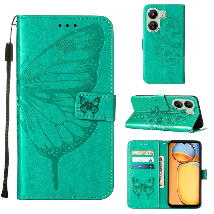 Embossed Butterfly Leather Phone Case, For Xiaomi Redmi 13C, For Xiaomi Redmi Note 13 Pro+ 5G, For Xiaomi Redmi Note 13 Pro 5G Global, For Xiaomi Poco M6 Pro 5G / Redmi 12 4G/5G, For Xiaomi Redmi K70 / K70 Pro, For Xiaomi 13T / 13T Pro Global
