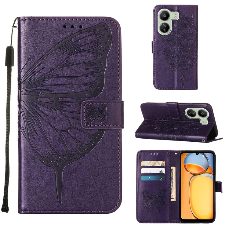 Embossed Butterfly Leather Phone Case, For Xiaomi Redmi 13C, For Xiaomi Redmi Note 13 Pro+ 5G, For Xiaomi Redmi Note 13 Pro 5G Global, For Xiaomi Poco M6 Pro 5G / Redmi 12 4G/5G, For Xiaomi Redmi K70 / K70 Pro, For Xiaomi 13T / 13T Pro Global