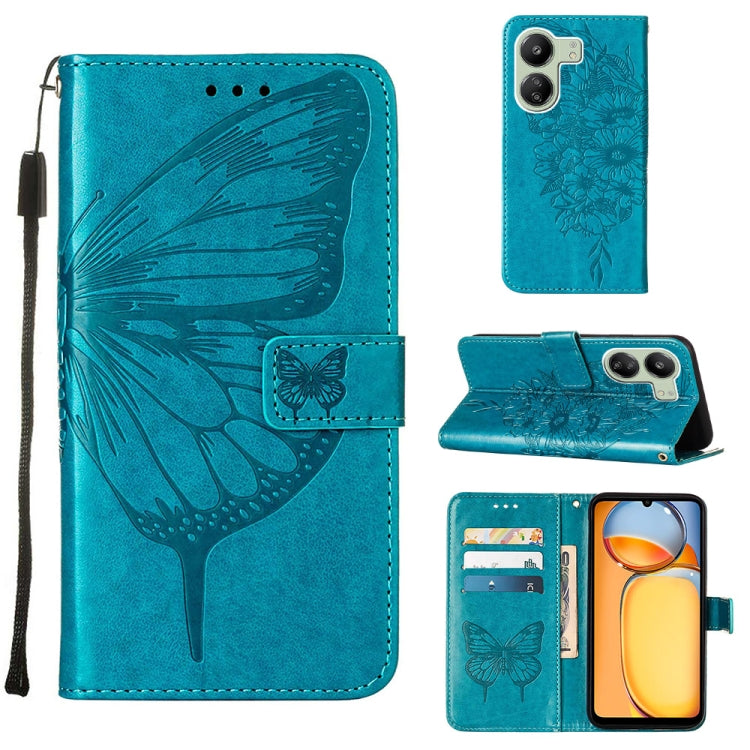 Embossed Butterfly Leather Phone Case, For Xiaomi Redmi 13C, For Xiaomi Redmi Note 13 Pro+ 5G, For Xiaomi Redmi Note 13 Pro 5G Global, For Xiaomi Poco M6 Pro 5G / Redmi 12 4G/5G, For Xiaomi Redmi K70 / K70 Pro, For Xiaomi 13T / 13T Pro Global
