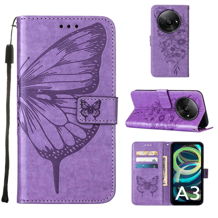 Embossed Butterfly Leather Phone Case, For Xiaomi Poco F6, For Xiaomi Poco M6 Pro 4G, For Xiaomi Poco X6 Neo 5G Global, For Xiaomi Redmi A3, For Xiaomi Redmi Note 13 Pro 4G Global, For Xiaomi Redmi Note 13 4G Global