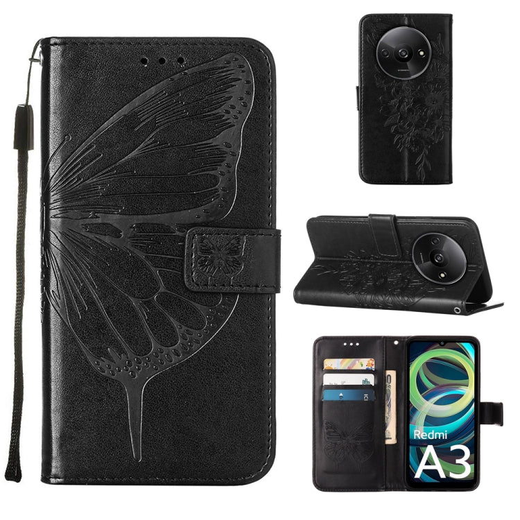 Embossed Butterfly Leather Phone Case, For Xiaomi Poco F6, For Xiaomi Poco M6 Pro 4G, For Xiaomi Poco X6 Neo 5G Global, For Xiaomi Redmi A3, For Xiaomi Redmi Note 13 Pro 4G Global, For Xiaomi Redmi Note 13 4G Global