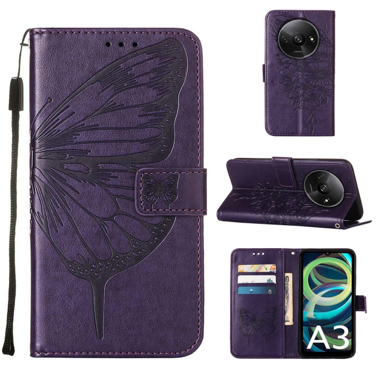 Embossed Butterfly Leather Phone Case, For Xiaomi Poco F6, For Xiaomi Poco M6 Pro 4G, For Xiaomi Poco X6 Neo 5G Global, For Xiaomi Redmi A3, For Xiaomi Redmi Note 13 Pro 4G Global, For Xiaomi Redmi Note 13 4G Global