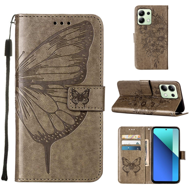 Embossed Butterfly Leather Phone Case, For Xiaomi Poco F6, For Xiaomi Poco M6 Pro 4G, For Xiaomi Poco X6 Neo 5G Global, For Xiaomi Redmi A3, For Xiaomi Redmi Note 13 Pro 4G Global, For Xiaomi Redmi Note 13 4G Global