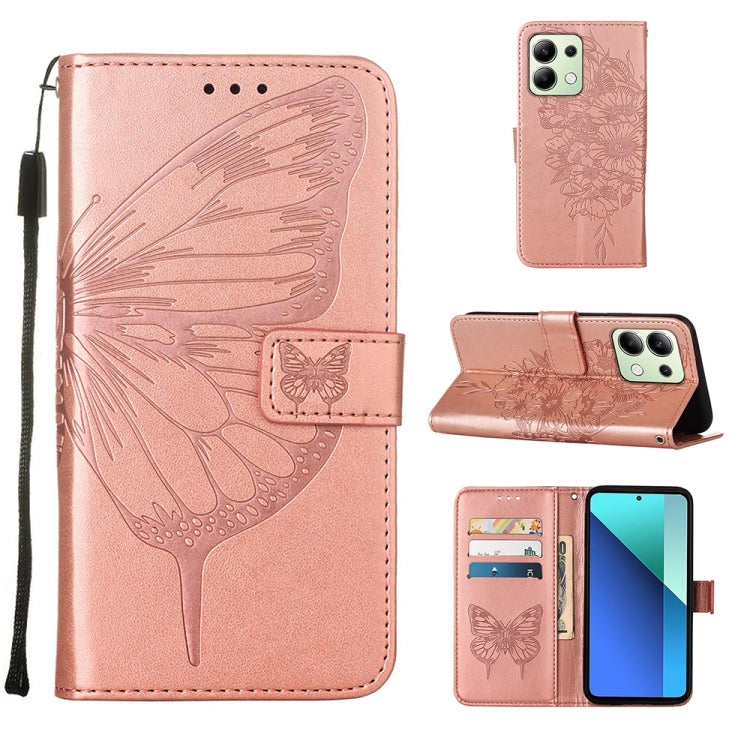 Embossed Butterfly Leather Phone Case, For Xiaomi Poco F6, For Xiaomi Poco M6 Pro 4G, For Xiaomi Poco X6 Neo 5G Global, For Xiaomi Redmi A3, For Xiaomi Redmi Note 13 Pro 4G Global, For Xiaomi Redmi Note 13 4G Global