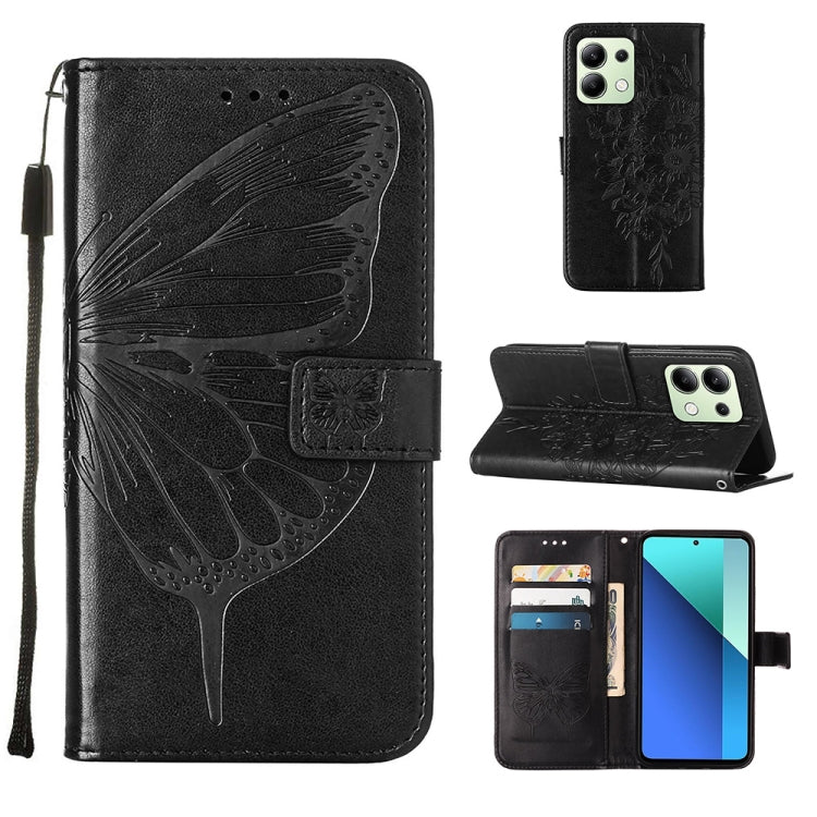 Embossed Butterfly Leather Phone Case, For Xiaomi Poco F6, For Xiaomi Poco M6 Pro 4G, For Xiaomi Poco X6 Neo 5G Global, For Xiaomi Redmi A3, For Xiaomi Redmi Note 13 Pro 4G Global, For Xiaomi Redmi Note 13 4G Global