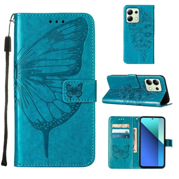 Embossed Butterfly Leather Phone Case, For Xiaomi Poco F6, For Xiaomi Poco M6 Pro 4G, For Xiaomi Poco X6 Neo 5G Global, For Xiaomi Redmi A3, For Xiaomi Redmi Note 13 Pro 4G Global, For Xiaomi Redmi Note 13 4G Global
