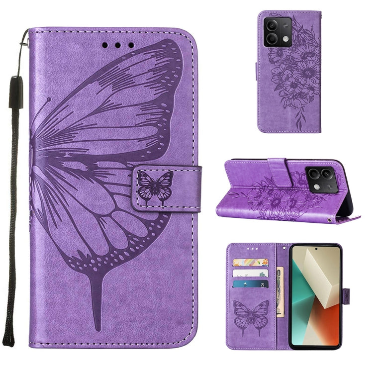 Embossed Butterfly Leather Phone Case, For Xiaomi Redmi K70E, For Xiaomi Poco X6 Pro, For Xiaomi 14 Ultra 5G Global, For Xiaomi 14 Pro 5G Global, For Xiaomi 14 5G Global, For Xiaomi Redmi Note 13 5G Global