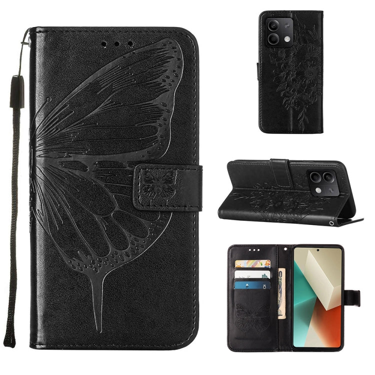Embossed Butterfly Leather Phone Case, For Xiaomi Redmi K70E, For Xiaomi Poco X6 Pro, For Xiaomi 14 Ultra 5G Global, For Xiaomi 14 Pro 5G Global, For Xiaomi 14 5G Global, For Xiaomi Redmi Note 13 5G Global