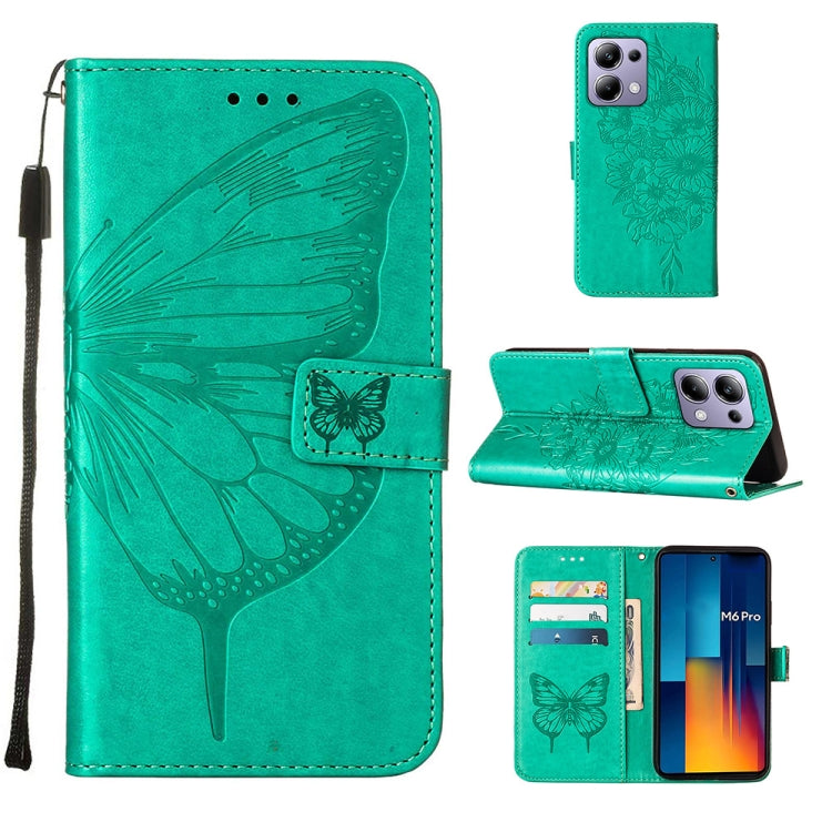 Embossed Butterfly Leather Phone Case, For Xiaomi Poco F6, For Xiaomi Poco M6 Pro 4G, For Xiaomi Poco X6 Neo 5G Global, For Xiaomi Redmi A3, For Xiaomi Redmi Note 13 Pro 4G Global, For Xiaomi Redmi Note 13 4G Global