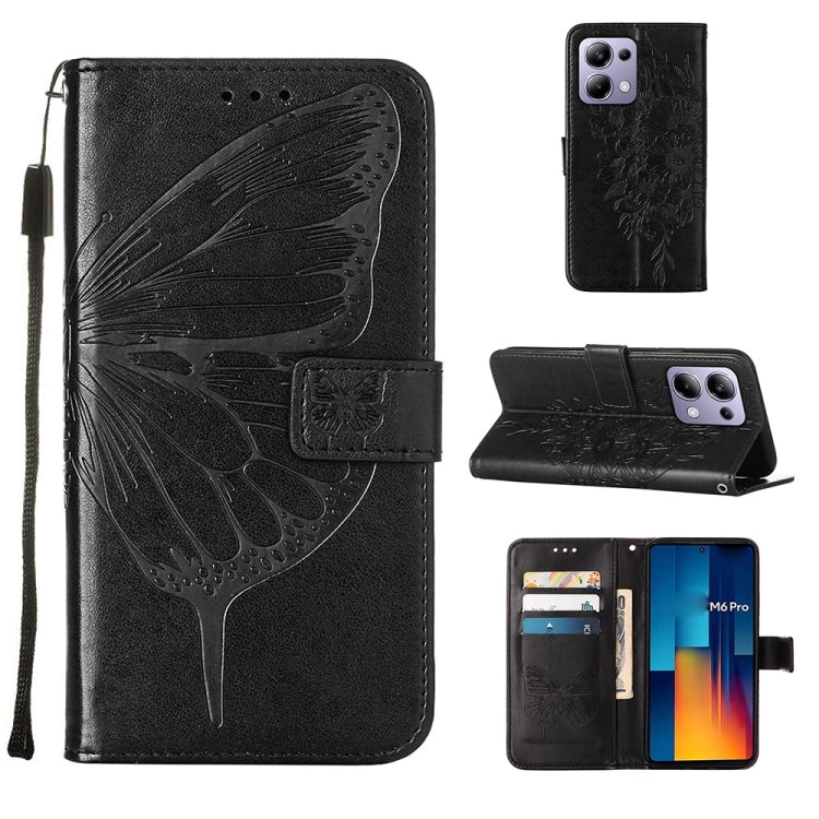 Embossed Butterfly Leather Phone Case, For Xiaomi Poco F6, For Xiaomi Poco M6 Pro 4G, For Xiaomi Poco X6 Neo 5G Global, For Xiaomi Redmi A3, For Xiaomi Redmi Note 13 Pro 4G Global, For Xiaomi Redmi Note 13 4G Global