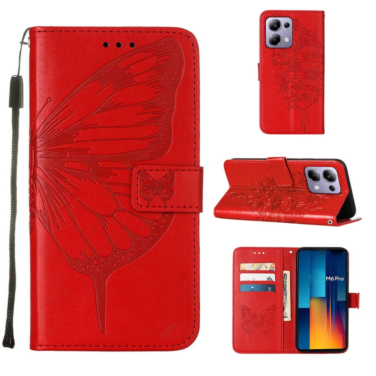 Embossed Butterfly Leather Phone Case, For Xiaomi Poco F6, For Xiaomi Poco M6 Pro 4G, For Xiaomi Poco X6 Neo 5G Global, For Xiaomi Redmi A3, For Xiaomi Redmi Note 13 Pro 4G Global, For Xiaomi Redmi Note 13 4G Global