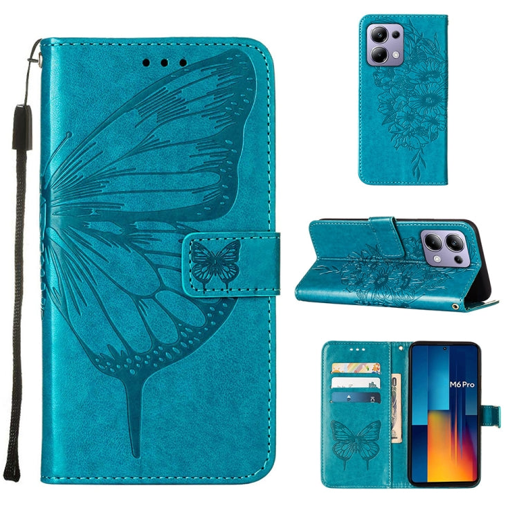 Embossed Butterfly Leather Phone Case, For Xiaomi Poco F6, For Xiaomi Poco M6 Pro 4G, For Xiaomi Poco X6 Neo 5G Global, For Xiaomi Redmi A3, For Xiaomi Redmi Note 13 Pro 4G Global, For Xiaomi Redmi Note 13 4G Global