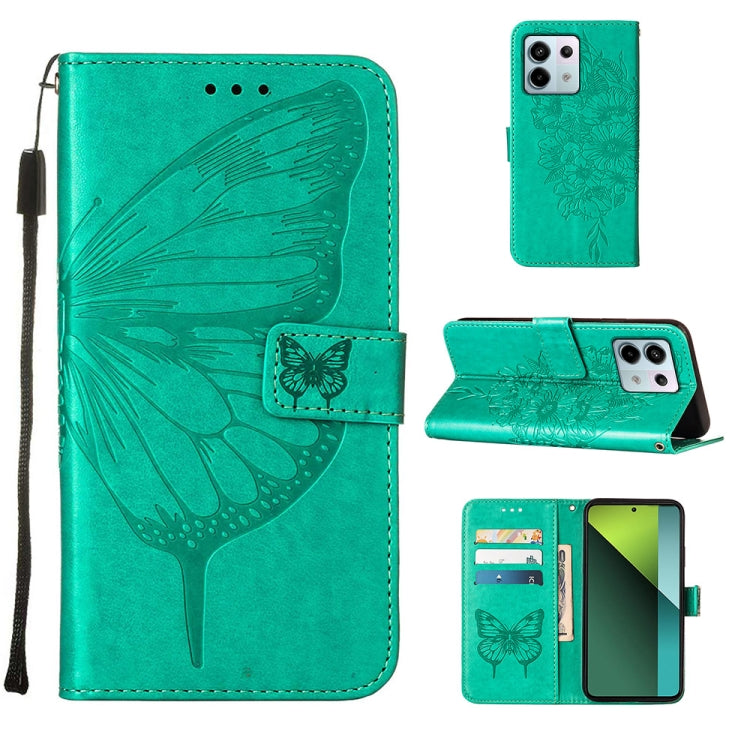 Embossed Butterfly Leather Phone Case, For Xiaomi Redmi 13C, For Xiaomi Redmi Note 13 Pro+ 5G, For Xiaomi Redmi Note 13 Pro 5G Global, For Xiaomi Poco M6 Pro 5G / Redmi 12 4G/5G, For Xiaomi Redmi K70 / K70 Pro, For Xiaomi 13T / 13T Pro Global