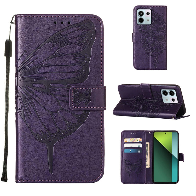 Embossed Butterfly Leather Phone Case, For Xiaomi Redmi 13C, For Xiaomi Redmi Note 13 Pro+ 5G, For Xiaomi Redmi Note 13 Pro 5G Global, For Xiaomi Poco M6 Pro 5G / Redmi 12 4G/5G, For Xiaomi Redmi K70 / K70 Pro, For Xiaomi 13T / 13T Pro Global