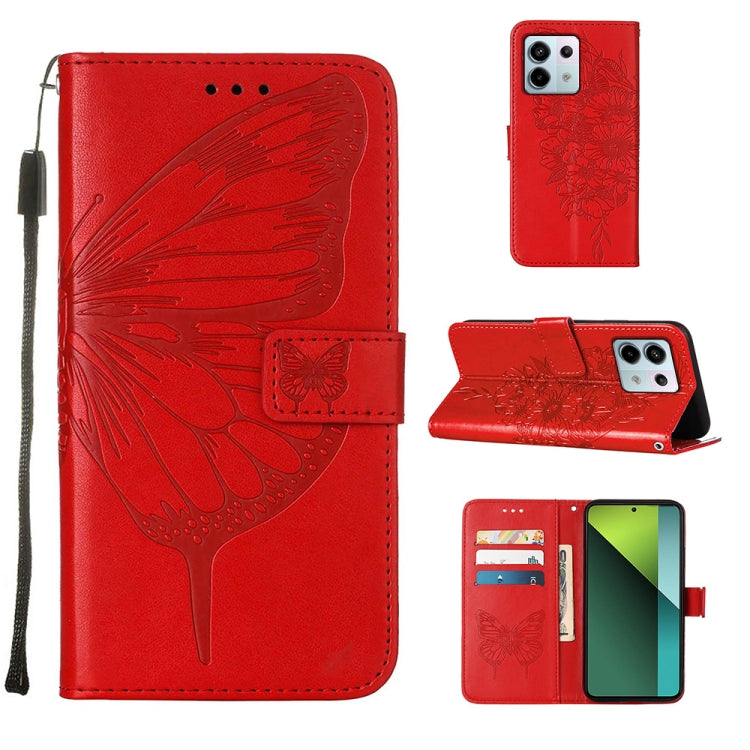 Embossed Butterfly Leather Phone Case, For Xiaomi Redmi 13C, For Xiaomi Redmi Note 13 Pro+ 5G, For Xiaomi Redmi Note 13 Pro 5G Global, For Xiaomi Poco M6 Pro 5G / Redmi 12 4G/5G, For Xiaomi Redmi K70 / K70 Pro, For Xiaomi 13T / 13T Pro Global
