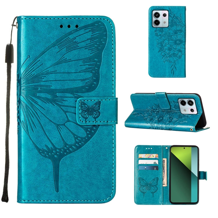 Embossed Butterfly Leather Phone Case, For Xiaomi Redmi 13C, For Xiaomi Redmi Note 13 Pro+ 5G, For Xiaomi Redmi Note 13 Pro 5G Global, For Xiaomi Poco M6 Pro 5G / Redmi 12 4G/5G, For Xiaomi Redmi K70 / K70 Pro, For Xiaomi 13T / 13T Pro Global