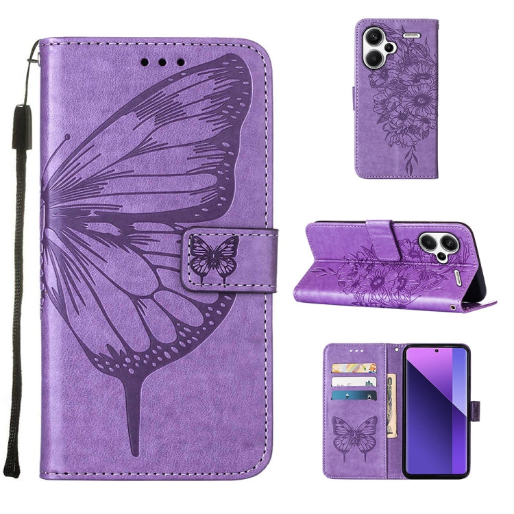 Embossed Butterfly Leather Phone Case, For Xiaomi Redmi 13C, For Xiaomi Redmi Note 13 Pro+ 5G, For Xiaomi Redmi Note 13 Pro 5G Global, For Xiaomi Poco M6 Pro 5G / Redmi 12 4G/5G, For Xiaomi Redmi K70 / K70 Pro, For Xiaomi 13T / 13T Pro Global