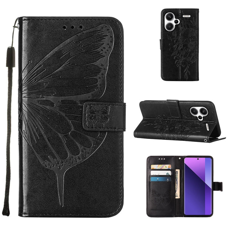 Embossed Butterfly Leather Phone Case, For Xiaomi Redmi 13C, For Xiaomi Redmi Note 13 Pro+ 5G, For Xiaomi Redmi Note 13 Pro 5G Global, For Xiaomi Poco M6 Pro 5G / Redmi 12 4G/5G, For Xiaomi Redmi K70 / K70 Pro, For Xiaomi 13T / 13T Pro Global