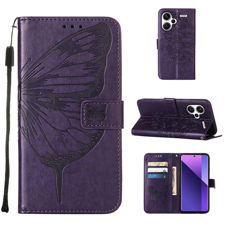 Embossed Butterfly Leather Phone Case, For Xiaomi Redmi 13C, For Xiaomi Redmi Note 13 Pro+ 5G, For Xiaomi Redmi Note 13 Pro 5G Global, For Xiaomi Poco M6 Pro 5G / Redmi 12 4G/5G, For Xiaomi Redmi K70 / K70 Pro, For Xiaomi 13T / 13T Pro Global