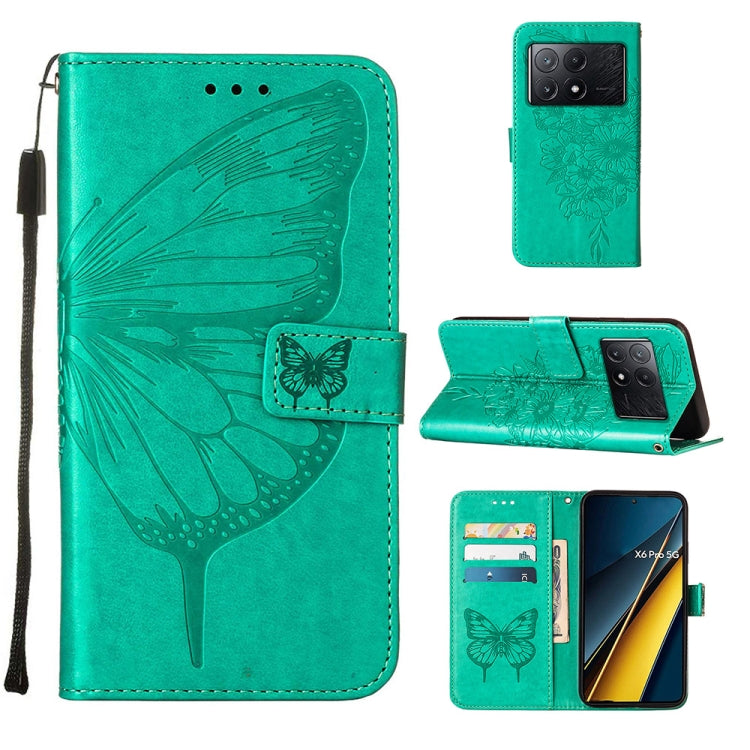 Embossed Butterfly Leather Phone Case, For Xiaomi Redmi K70E, For Xiaomi Poco X6 Pro, For Xiaomi 14 Ultra 5G Global, For Xiaomi 14 Pro 5G Global, For Xiaomi 14 5G Global, For Xiaomi Redmi Note 13 5G Global