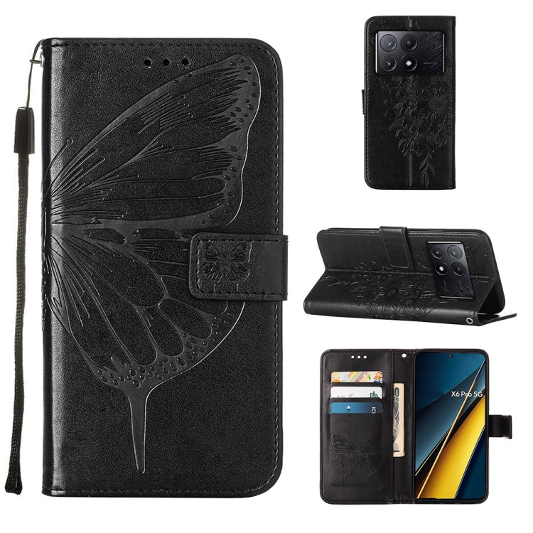 Embossed Butterfly Leather Phone Case, For Xiaomi Redmi K70E, For Xiaomi Poco X6 Pro, For Xiaomi 14 Ultra 5G Global, For Xiaomi 14 Pro 5G Global, For Xiaomi 14 5G Global, For Xiaomi Redmi Note 13 5G Global