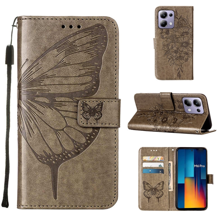 Embossed Butterfly Leather Phone Case, For Xiaomi Poco F6, For Xiaomi Poco M6 Pro 4G, For Xiaomi Poco X6 Neo 5G Global, For Xiaomi Redmi A3, For Xiaomi Redmi Note 13 Pro 4G Global, For Xiaomi Redmi Note 13 4G Global