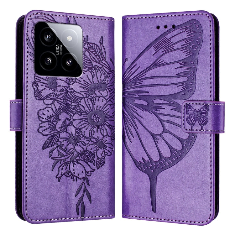 Embossed Butterfly Leather Phone Case, For Xiaomi Redmi K70E, For Xiaomi Poco X6 Pro, For Xiaomi 14 Ultra 5G Global, For Xiaomi 14 Pro 5G Global, For Xiaomi 14 5G Global, For Xiaomi Redmi Note 13 5G Global