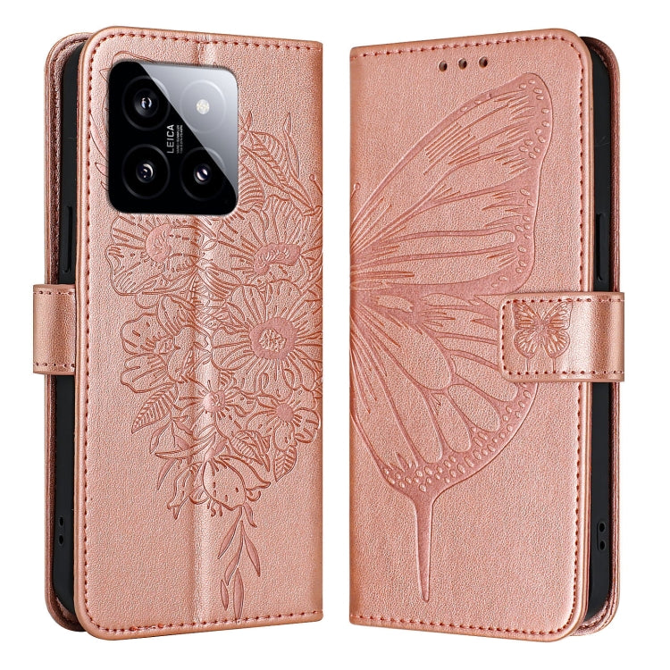Embossed Butterfly Leather Phone Case, For Xiaomi Redmi K70E, For Xiaomi Poco X6 Pro, For Xiaomi 14 Ultra 5G Global, For Xiaomi 14 Pro 5G Global, For Xiaomi 14 5G Global, For Xiaomi Redmi Note 13 5G Global