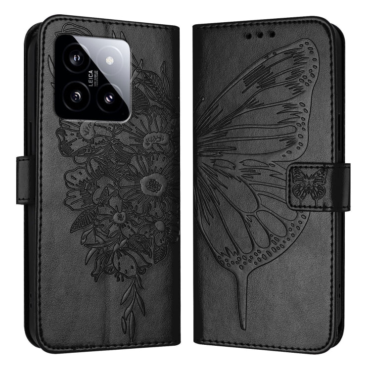 Embossed Butterfly Leather Phone Case, For Xiaomi Redmi K70E, For Xiaomi Poco X6 Pro, For Xiaomi 14 Ultra 5G Global, For Xiaomi 14 Pro 5G Global, For Xiaomi 14 5G Global, For Xiaomi Redmi Note 13 5G Global