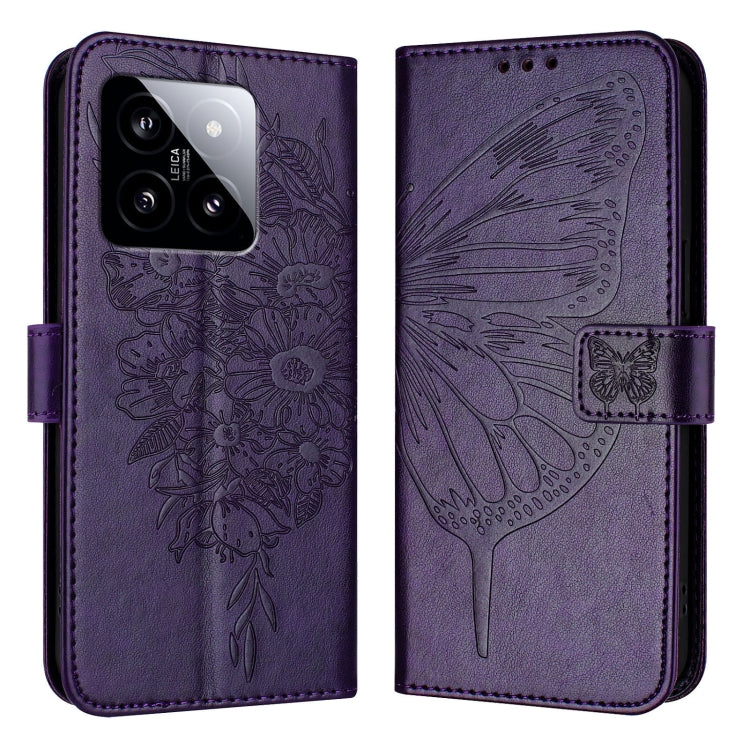 Embossed Butterfly Leather Phone Case, For Xiaomi Redmi K70E, For Xiaomi Poco X6 Pro, For Xiaomi 14 Ultra 5G Global, For Xiaomi 14 Pro 5G Global, For Xiaomi 14 5G Global, For Xiaomi Redmi Note 13 5G Global