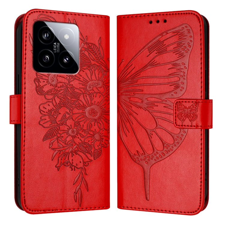 Embossed Butterfly Leather Phone Case, For Xiaomi Redmi K70E, For Xiaomi Poco X6 Pro, For Xiaomi 14 Ultra 5G Global, For Xiaomi 14 Pro 5G Global, For Xiaomi 14 5G Global, For Xiaomi Redmi Note 13 5G Global