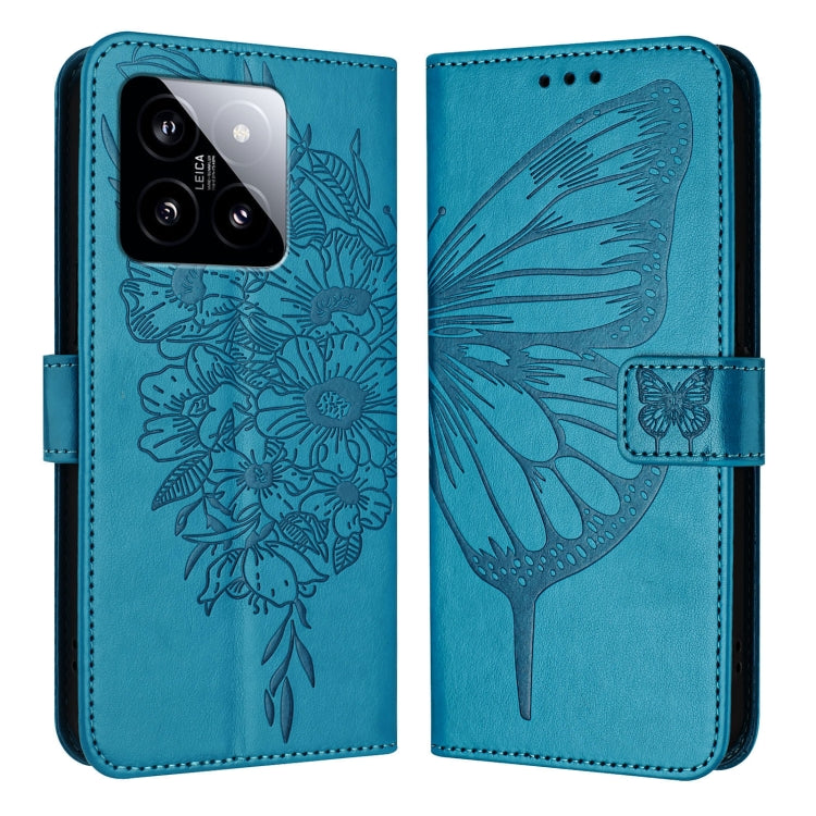 Embossed Butterfly Leather Phone Case, For Xiaomi Redmi K70E, For Xiaomi Poco X6 Pro, For Xiaomi 14 Ultra 5G Global, For Xiaomi 14 Pro 5G Global, For Xiaomi 14 5G Global, For Xiaomi Redmi Note 13 5G Global