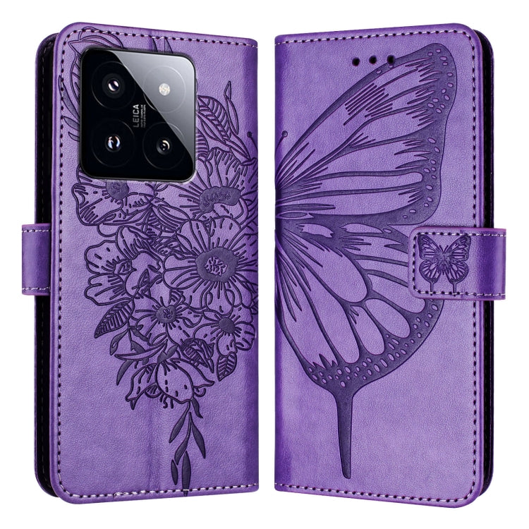 Embossed Butterfly Leather Phone Case, For Xiaomi Redmi K70E, For Xiaomi Poco X6 Pro, For Xiaomi 14 Ultra 5G Global, For Xiaomi 14 Pro 5G Global, For Xiaomi 14 5G Global, For Xiaomi Redmi Note 13 5G Global